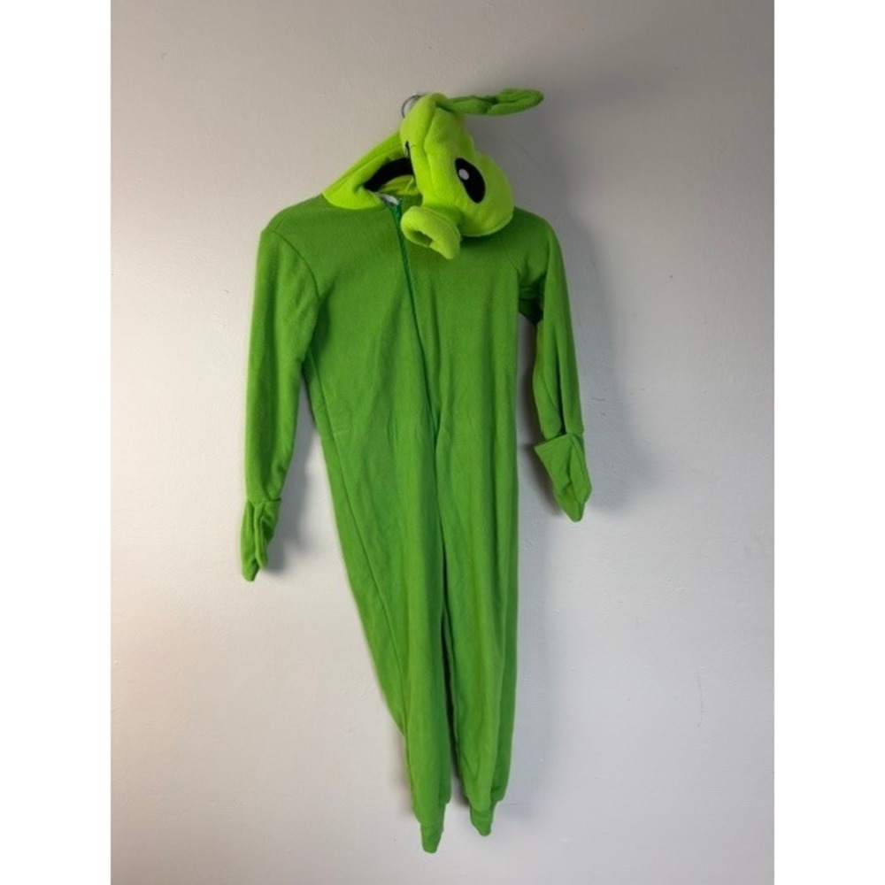 Plants vs Zombies Peashooter Costume Fleece Jumpsuit Green Kids Size 8-10 NWT